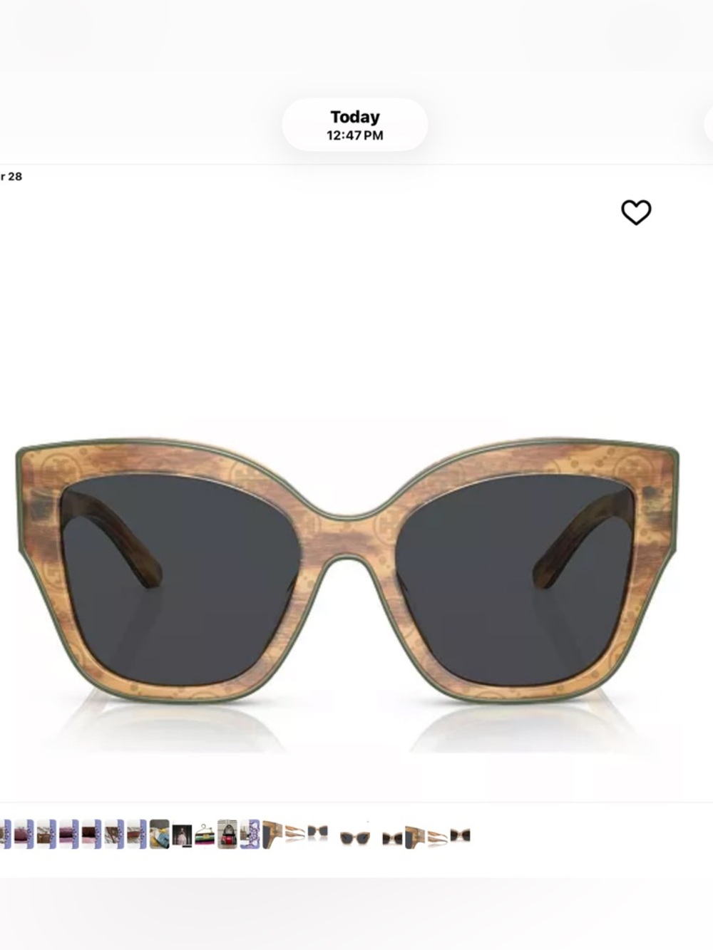 Tory Burch Green-Trim Brown Tortoiseshell Sunglasses NWT